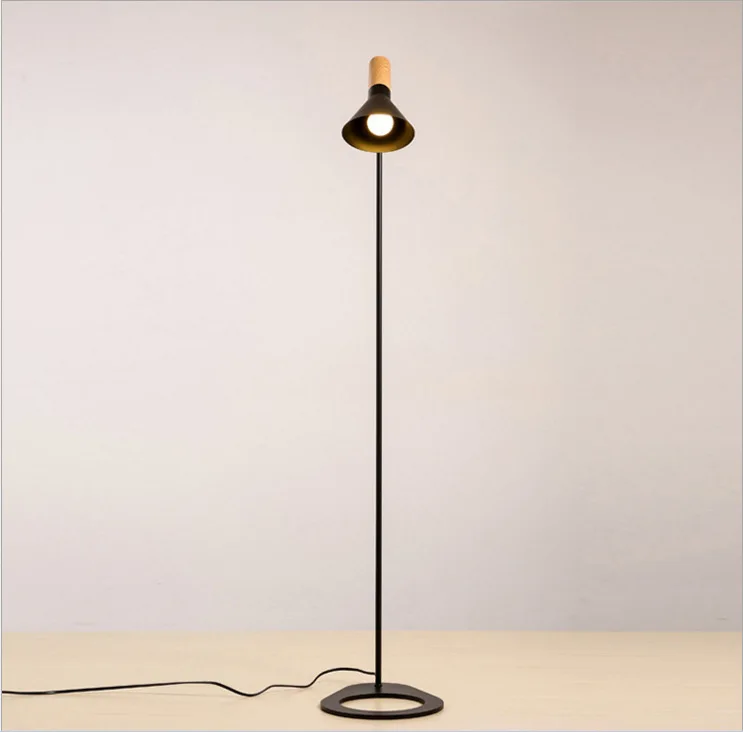 

Modern Northern Europe Imitate Wood Grain Iron Art To Ground A Living Room Bedroom Bed Front Desk Black White Led Floor Lamp