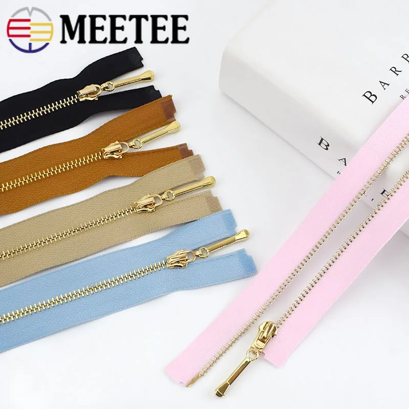 2/5pcs Meetee 40-70CM 3# Open-End Auto Lock Metal Zippers for Sewing Clothes Bags Purse Shoes Craft Accessories Supplies ZA046