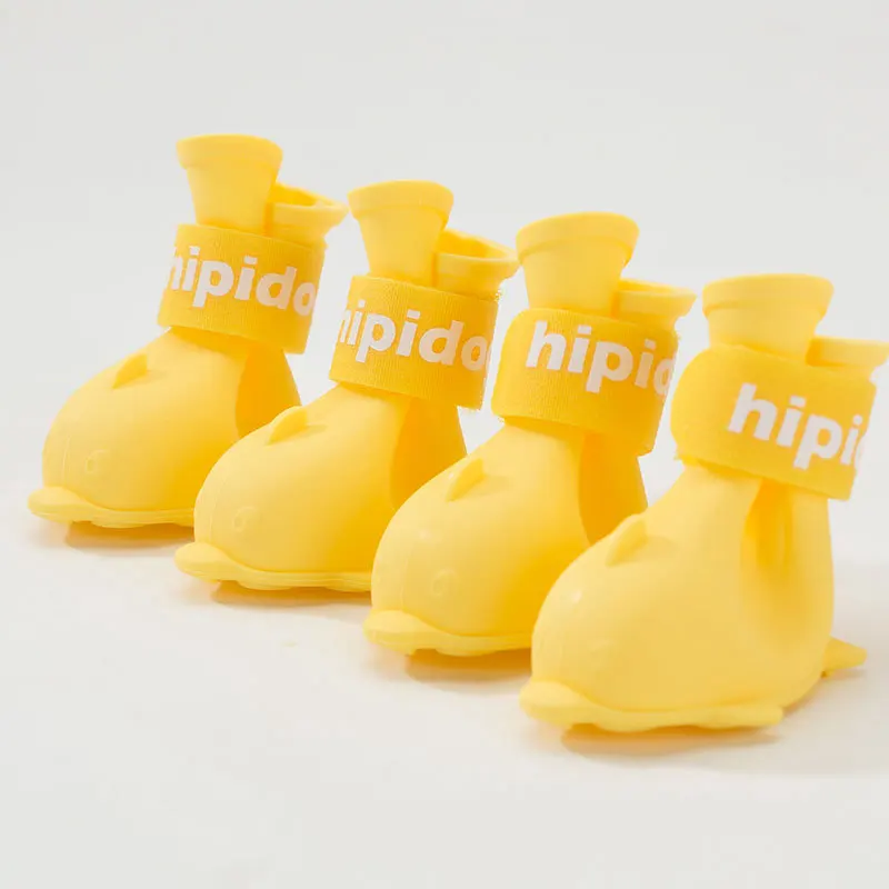 4Pcs/set Pet Dogs Winter Dolphin Rubber Shoes Rain Snow Waterproof Booties Socks Rubber Anti-slip Shoes For Small Medium Dogs