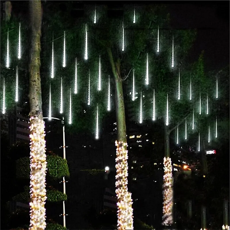 30/50cm LED Outdoor String Lights Meteor Shower Rain 8 Tubes LED String Light Waterproof Tree Decoration Light For Party Garden