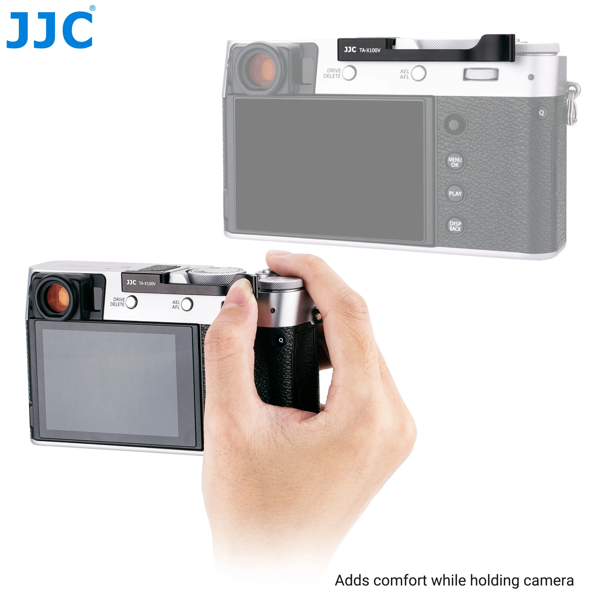 X100F JJC Blitzschuh-Daumengriff für Fujifilm Fuji X100V bessere Balance und Griffigkeit silberfarben X100T Daumen nach oben X-E4 und X-E3 Kamera-Handgriff X100F JJC Blitzschuh-Daumengriff für Fujifilm Fuji X100V bessere Balance und Griffigkeit silberfarben X100T Daumen nach oben X-E4 und X-E3 Kamera-Handgriff