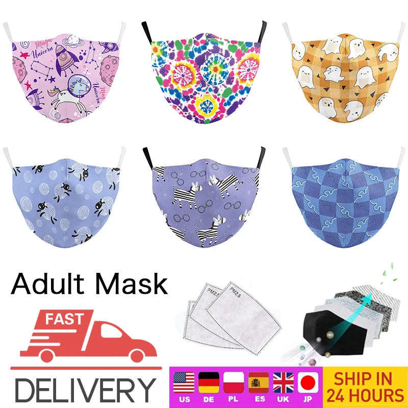 Reusable Cotton Mask 3D Animal Printed Adult Face Mssk Washable Fabric Dust-proof Windproof Outdoor Facemasks Mascarilla | Аксессуары
