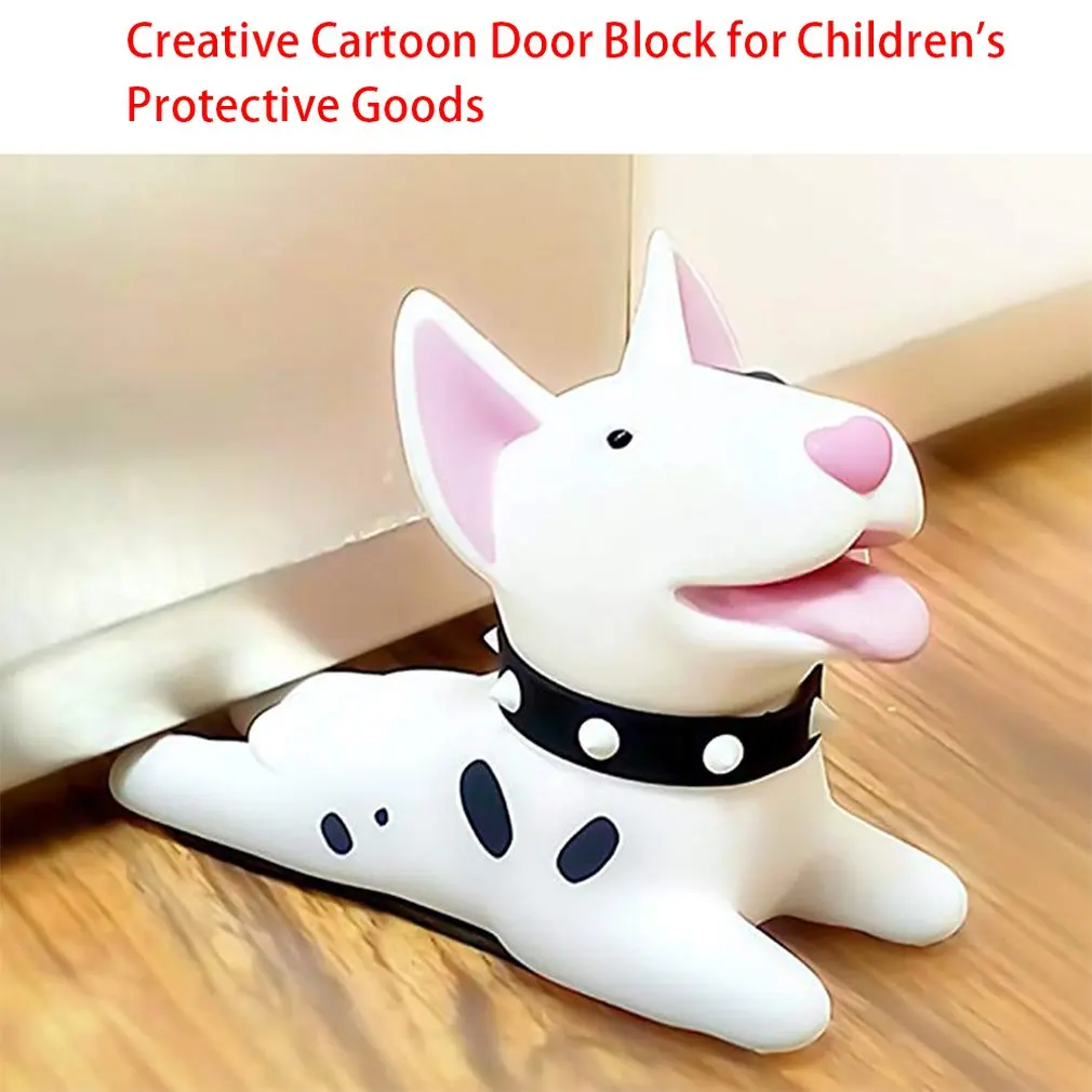 Безопасная креативная Клинообразная дверная Опора с милым мультяшным изображением собаки, Силиконовая защита для детской ноги