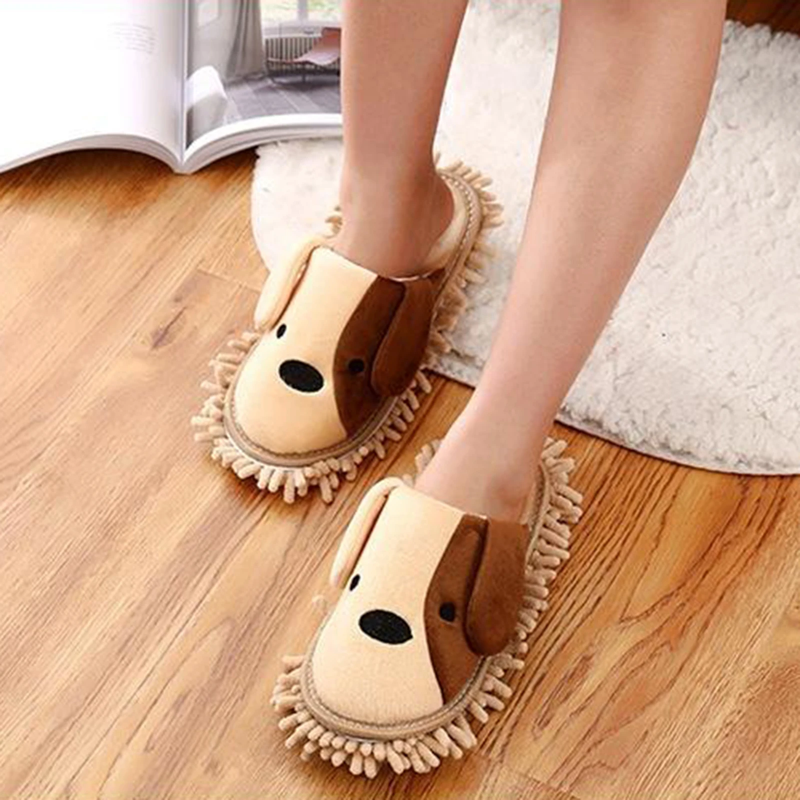 1 Pair Mop Slippers Washable Reusable Floor Dust Cleaning Shoe Slippers