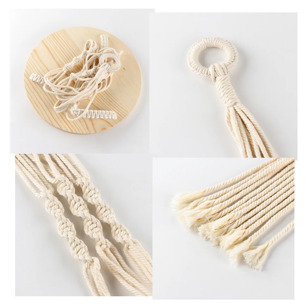 Macrame Shelf Planter Hanger for Indoor Plants with Wooden Shelf Bohemian Hanging Plant Stand for Modern Homes Decor Home Goods