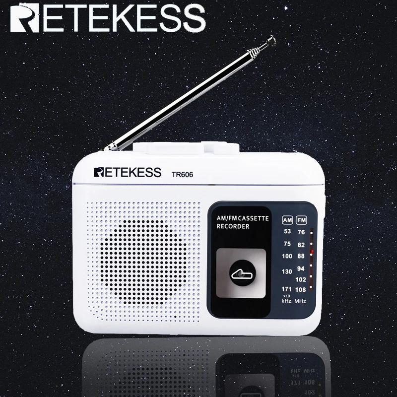 

Retekess TR606 2 Band FM/AM Portable Radio With Cassette Playback Voice Recorder Support Built-in/External Microphone Recording