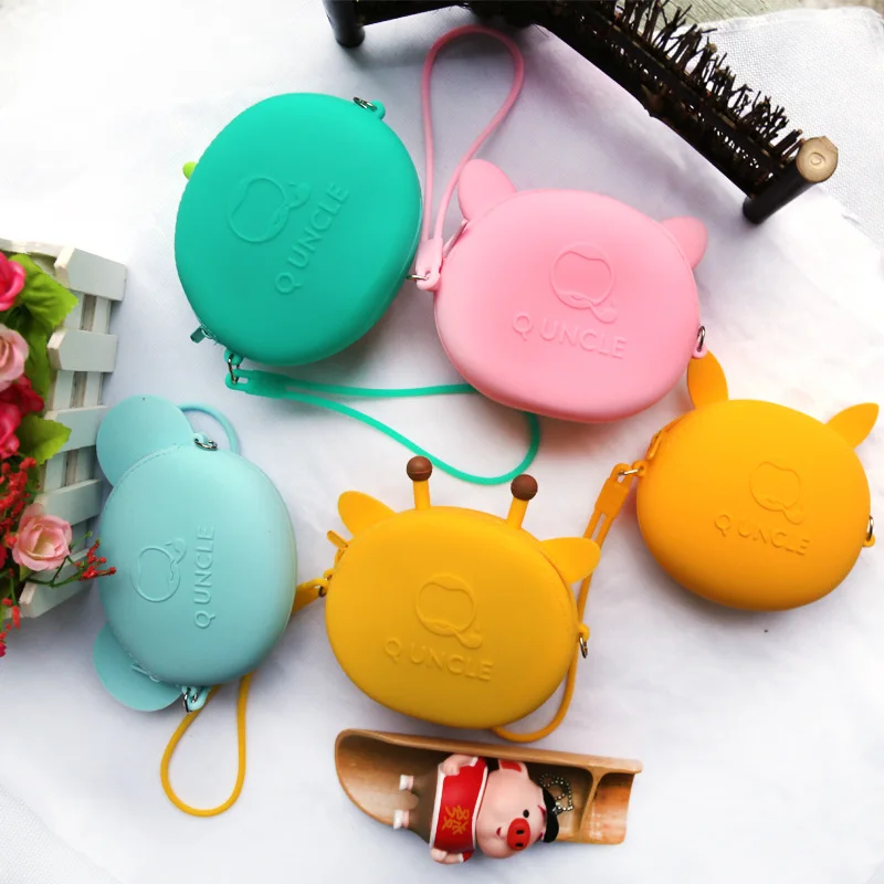 Kawaii Кошелек для монет, кошелек для девочек, мини сумки через плечо, силикагель, на молнии, с ремешком, мультяшная утка, кошелек для монет, мини сумка для хранения