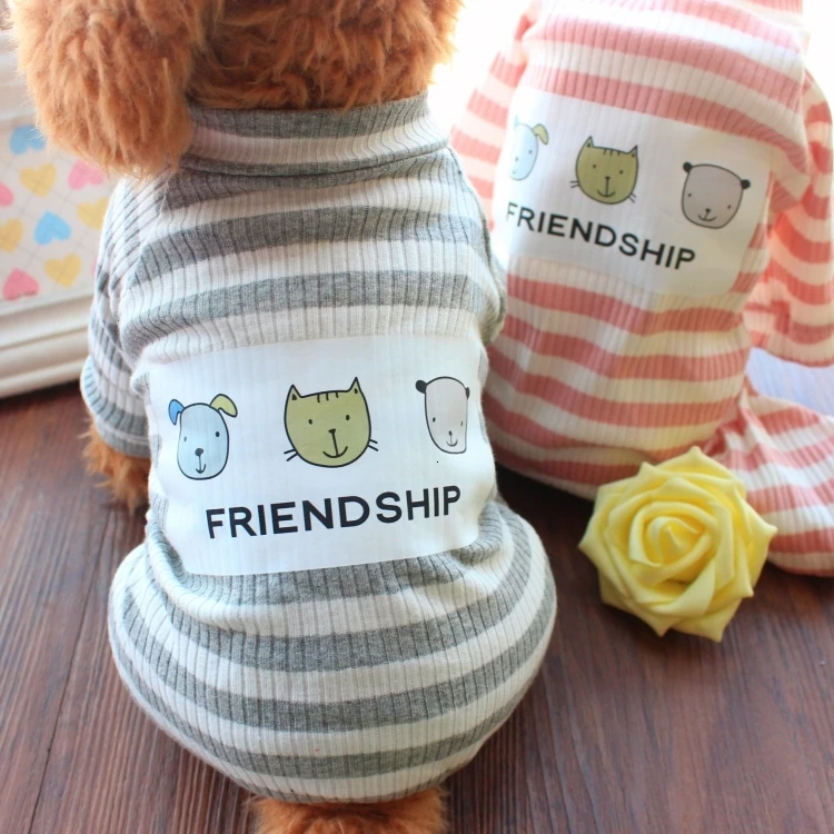 Grey stripes Одежда из чистого хлопка для домашних животных, щенков, собак, четыре ноги, летняя одежда, домашняя одежда для собак, осенняя одежда, полностью хлопковые пижамы - Цвет: Grey stripes