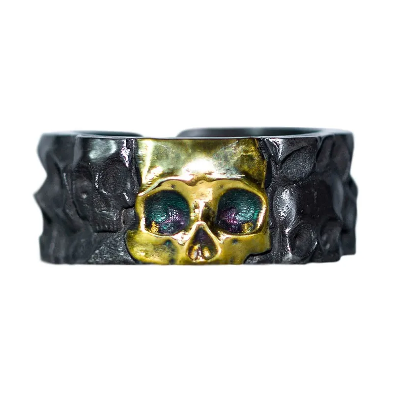 

Original Design 925 Silver Ring Personality Skull Open Ring 24K Gold Ring Couple Ring
