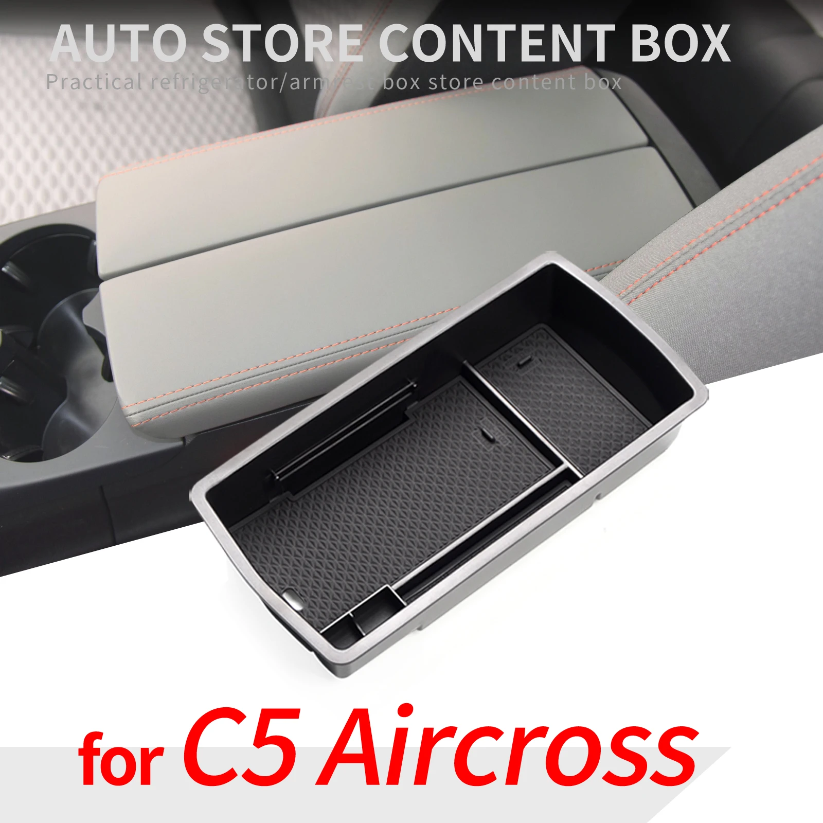  GAFAT Citroe-n C5 Aircross 2017-2023 2024 Boîte de Rangement, C5  Aircross Organisateur pour Console Centrale, Accoudoirs d'intérieur  Organiseur, Compatible avec Citroen C5 Aircross Accessoires