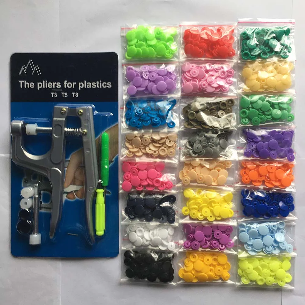 360 Sets T5 Plastic Snap Button With Snaps Pliers Tool Kit & ,easy