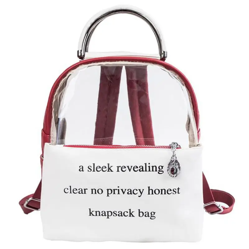 

Printing Letter Fashion Transparent PVC Backpack Travel School Book Bag Daypack Schoolbag for Teenager Girls