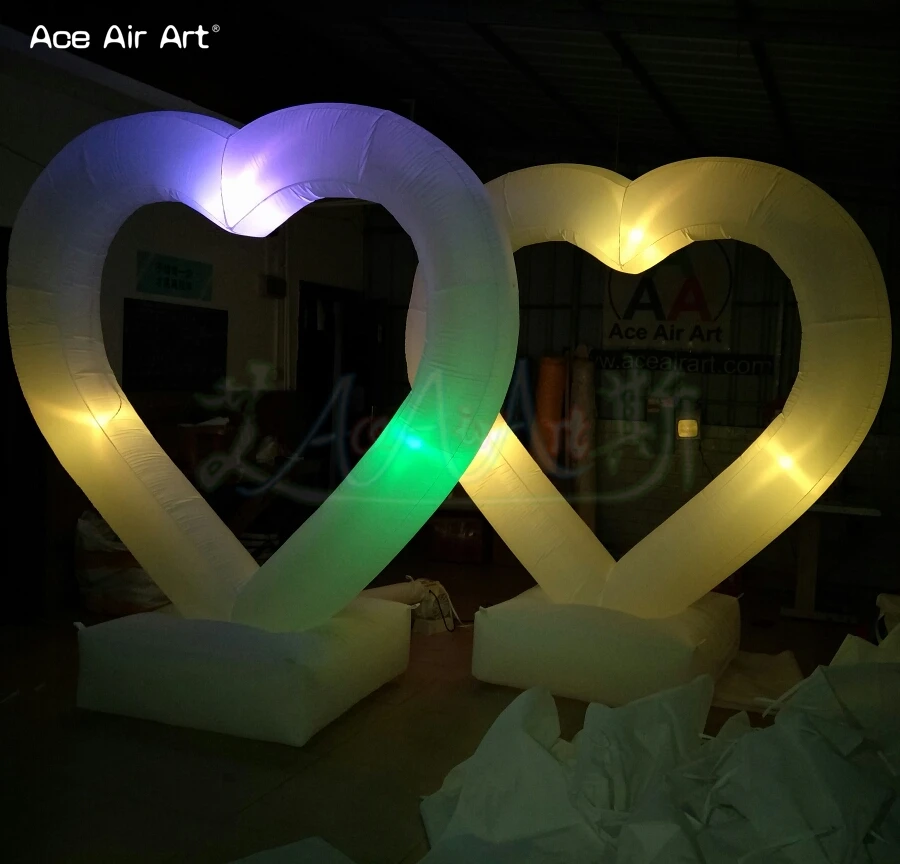 2-PCS-Wedding-decoration-white-fabric-inflatable-heart-model-led-heart-base-with-free-6-pcs