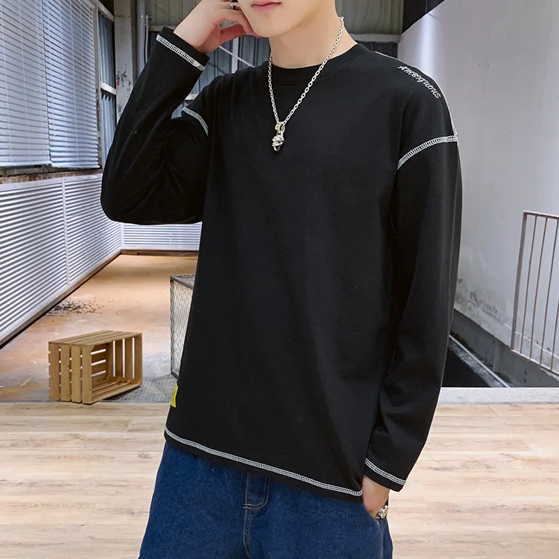 Spring Autumn Long Sleeve T-shirts Men O-Neck Solid T Shirt Men Fashion Casual Comfortable Long T Shirts Men