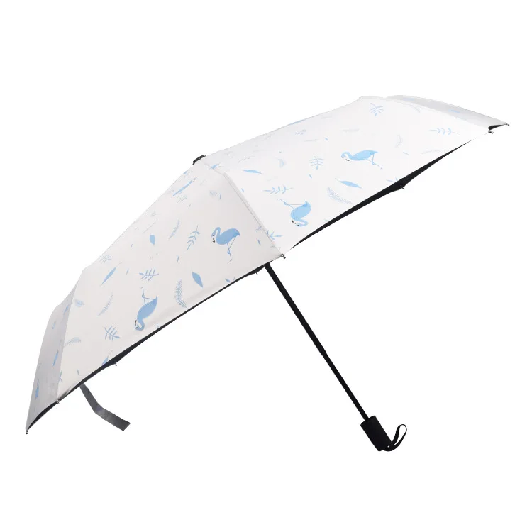 Vinyl Umbrella Literature And Art Female Flamingo Printed Umbrella Goddess Students Hipster Folding Parasol Customizable