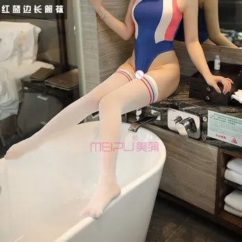 

Cute Striped Glossy Silk Stocking Thin Lustre Sexy Women Oil Shiny High Stockings Ribbon Long Tube Stockings Kneesocks New