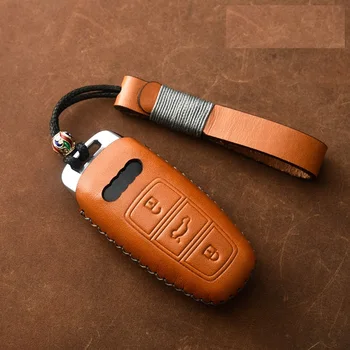

Genuine Leather Key Case Key Cover Protect Bag for For Audi A6 C8 A7 A8 2018 2019 car key