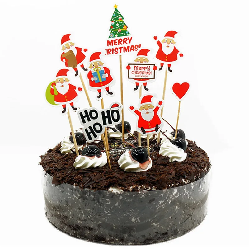 Рождественские украшения для дома скатерть микроволновые анти-крутые перчатки Рождественские кухонные украшения год Kerst Noel - Цвет: 1set cake topper b
