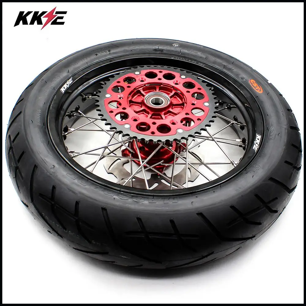 KKE 3 5/4 25 Cush Drive Supermoto набор колес CST шины для Honda CRF250R 2004 2013 CRF450R 2002 2012 44T красная
