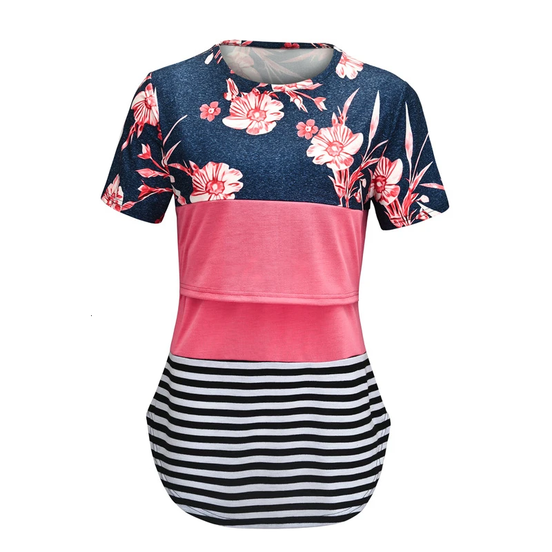 ENXI Одежда для беременных и кормящих женщин короткий рукав полосатый уход топы футболки Lactancia Ropa трендовые топы для беременных
