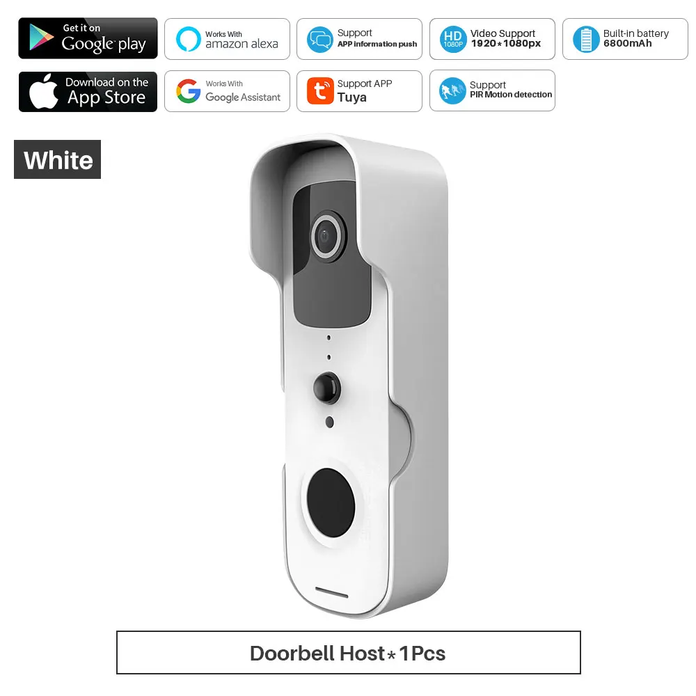 Tuya Smart Video Doorbell WiFi 1080P Video Intercom Door Bell IP Camera Two-Way Audio Works With Alexa Echo Show Google Home 