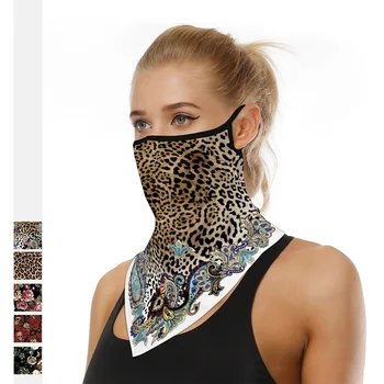 

Hot Leopard Printed Fabric Face Mask Magic Triangle Scarf Protection Mouth Mask Washable Hood