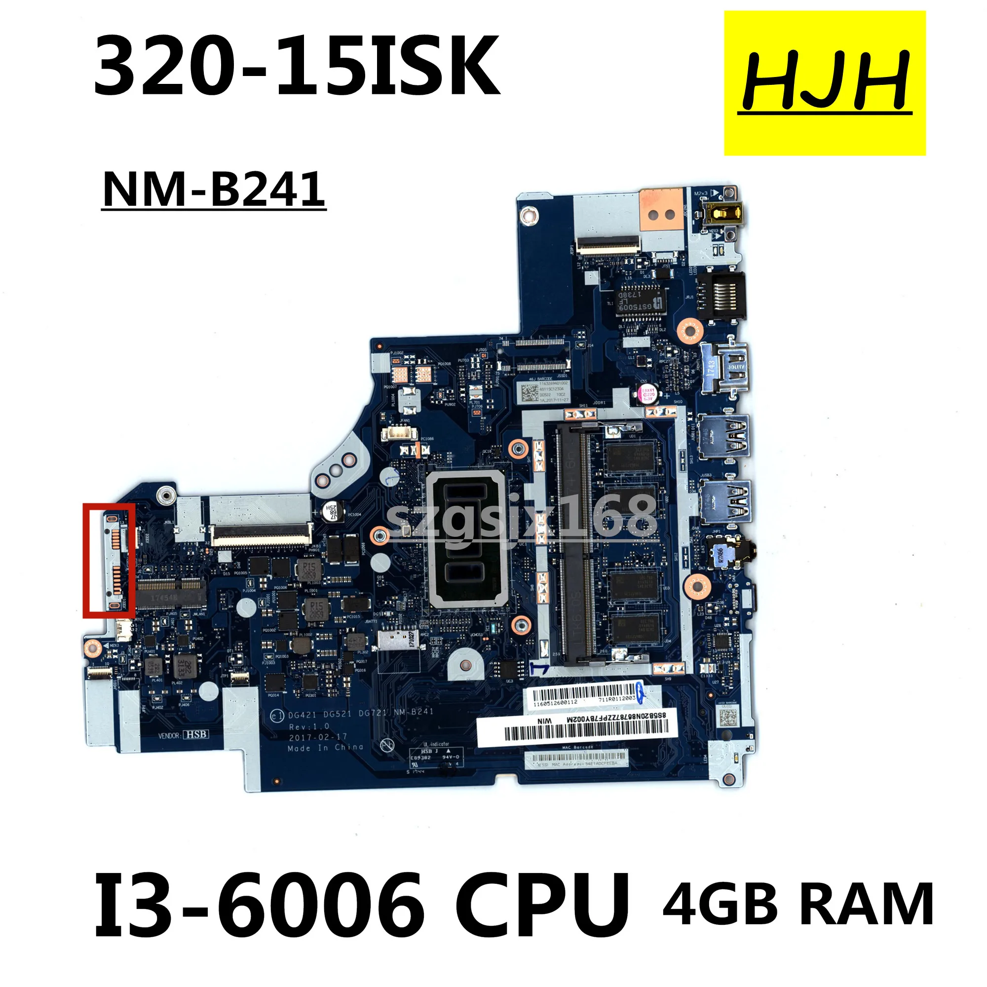 

FOR Lenovo ideapad 320-15isk 320-17isk V320-17ISK Notebook Motherboard NM-B241 with i3-6006U CPU 4GB RAM Fully Tested