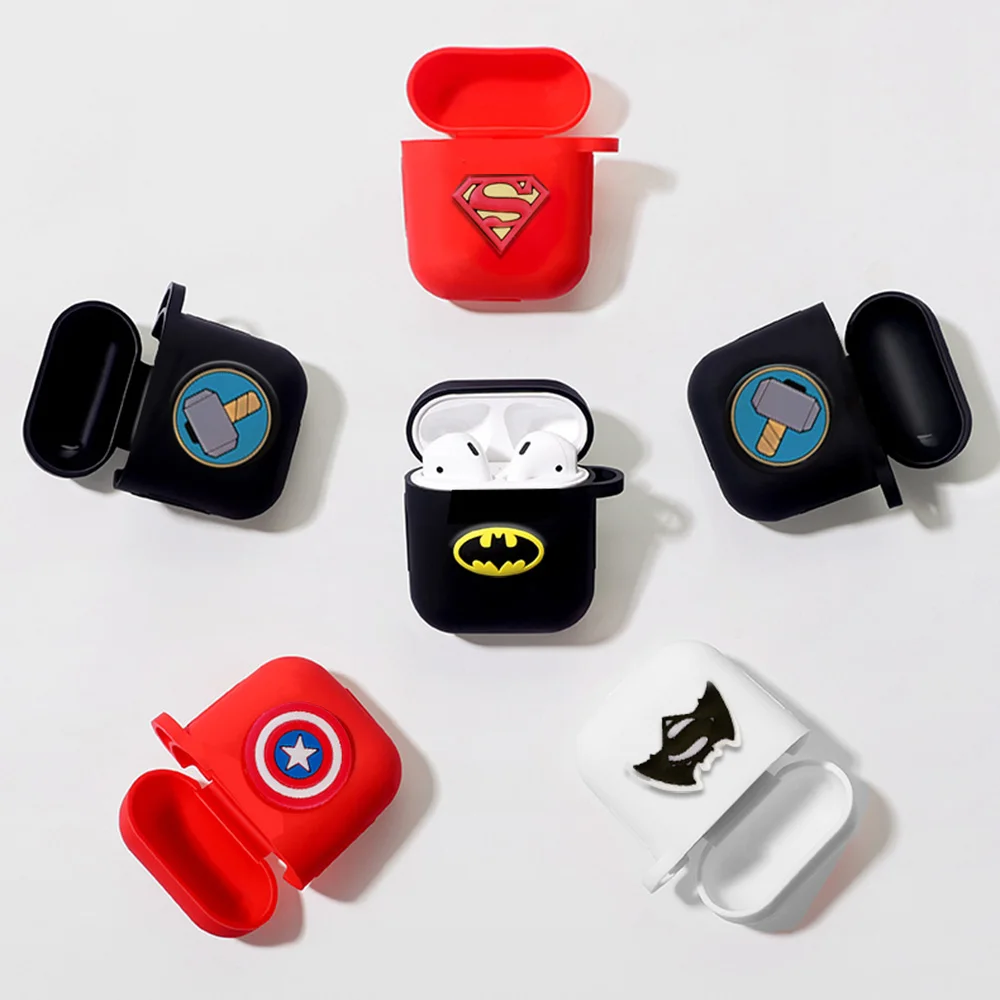 Капитан Америка Бэтмен мультфильм беспроводной Чехол для наушников для Apple AirPods силиконовый чехол для наушников s для Airpods 2 1 Горячая крышка коробка