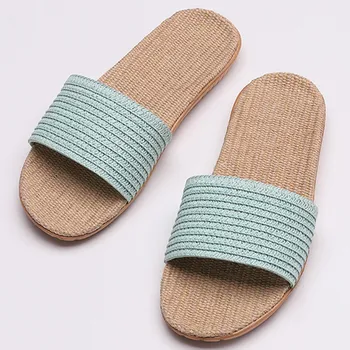 

Women's Slippers Linen Striped Home Indoor Outdoor Anti-slip Open Toe Flats Shoes Women Summer Shoes обувь женская#3