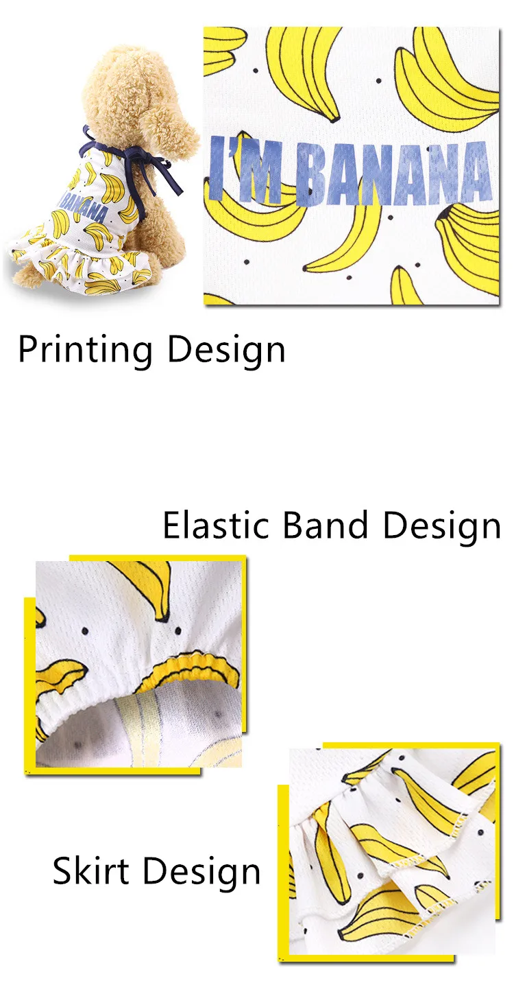Одежда для собак фрукты Клубника банан печать пуделя Тедди Одежда для собаки юбка с кошкой футболка жилет Летнее платье для маленькой собаки