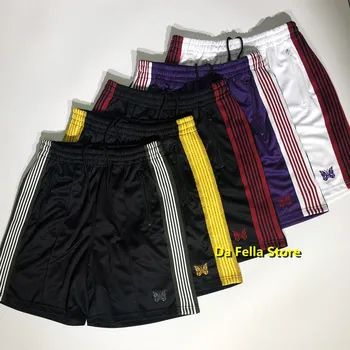 

AWGE Needles Shorts 2020 New Men Women Hip Hop High Quality Board Shorts Butterfly embroidery Striped edges Needles breechcloth
