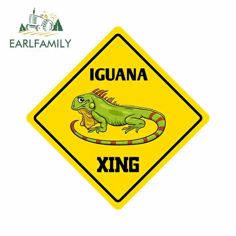 

EARLFAMILY 13cm x 13cm Iguana Crossing Funny Metal Novelty Sign Funny Car Stickers RV VAN DIY Fine Decal Car Accessories
