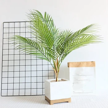 

New Green Artificial Plants Palm Leaf Plastic Tropical Tree Branch Fake Plants Jungle Home Garden Decor
