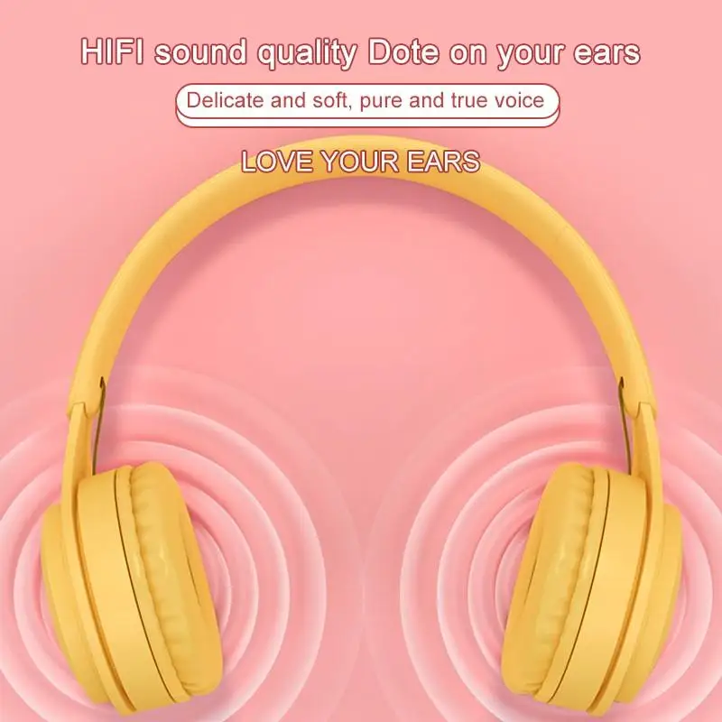 Over Ear Headphones True Wireless earphones Bluetooth headset with microphone Support TF Card Wired music play for phones laptop