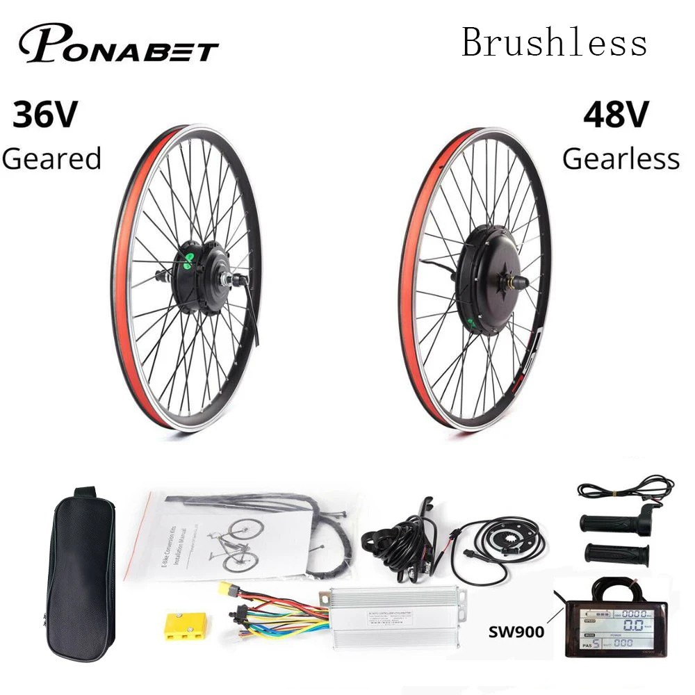 Ebike Conversion Hub Motor Wheel Kit 20 24 26 28 29 inch 700C 36V 250W 48V 1000W 1500W Electric Bike Front Rear Motor Wheel