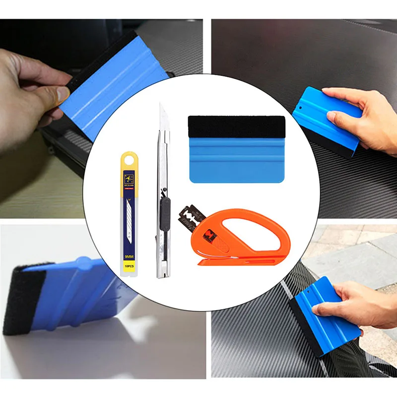 4PCS Car Vinyl Wrap Film Squeegee Scraper Tools Vehicle Glass Protective Film Car Window Wrapping Tint Vinyl Installing Tool D5