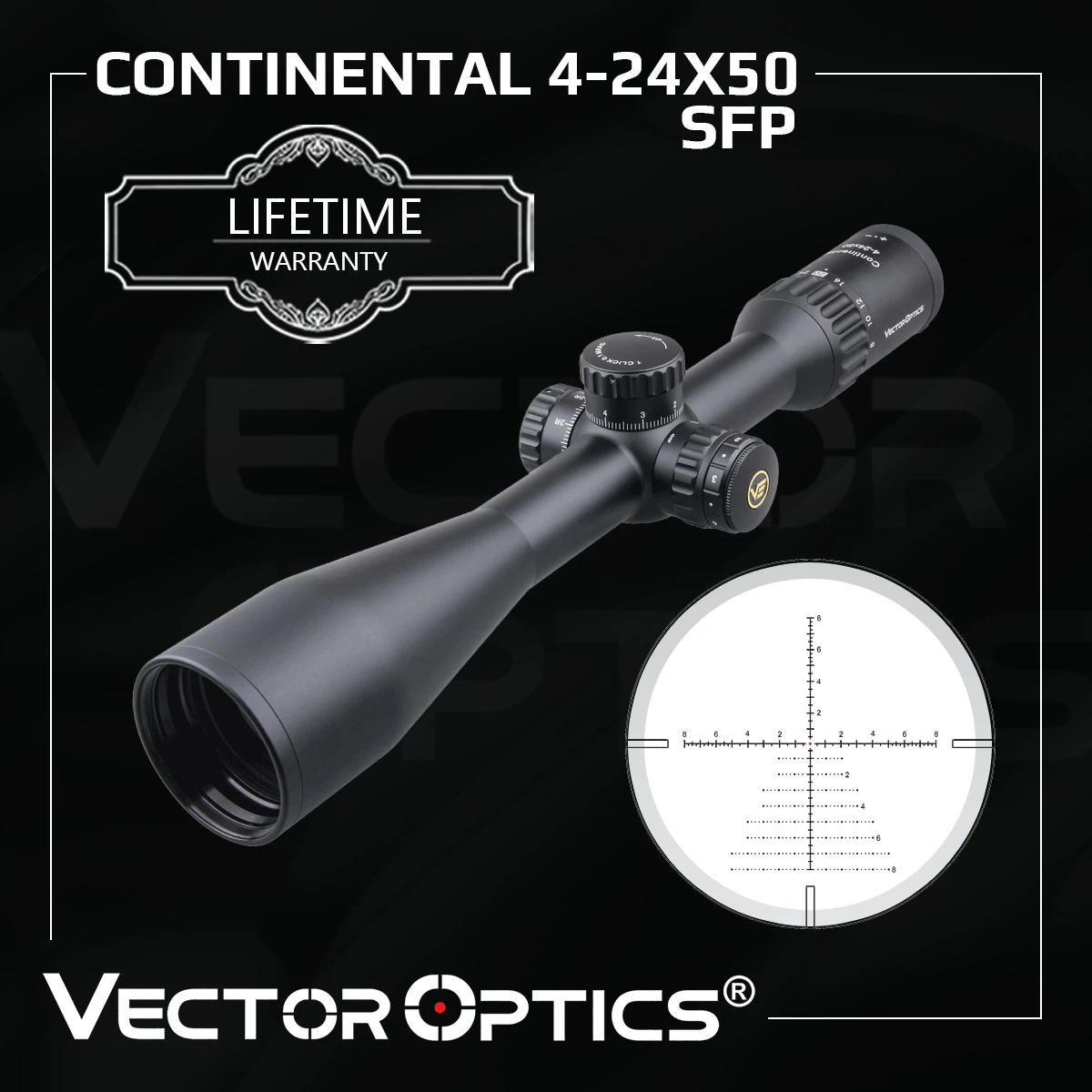 Тактический прицел Vector Optics Continental 4-24x50 для винтовки с дальним радиусом действия 90%