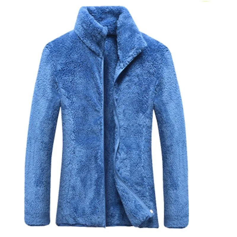 Denim Blue Осенне-зимняя флисовая женская куртка из кораллового флиса, пальто для улицы, теплый кардиган, Женский двусторонний флисовый плюс бархатный плотный Топ - Цвет: Denim Blue