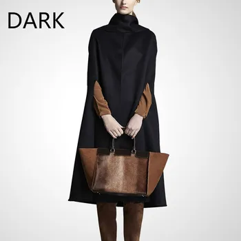 

2020 Spring And Autumn Women's Turtleneck Loose Pullover Cape Coat In The Long Section Was Thin Double-sided Woolen Coat