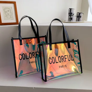 

Fashion Women Handbags Laser Clear Transparent Tote Hologram Handbag Purse Shoulder Bag Coin Purses