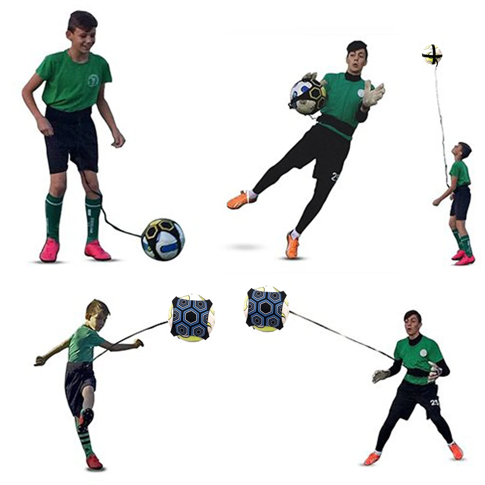 Billige Fußball Trainer Fußball Kick Werfen Solo Praxis Training Aid Control Fähigkeiten Einstellbar ausrüstung ball taschen geschenk accesorios