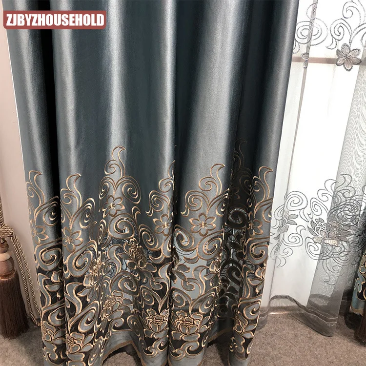 High-Precision Hollow Out Embroidery Curtain for Living Room Bedroom High-End European Style Curtain