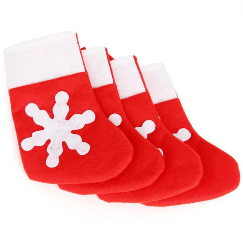 

2PCS/Lot Christmas Silverware Holders Christmas Snowflake Socks Tableware Holders Pockets Fork Knife Bag Dinner Table Decoration