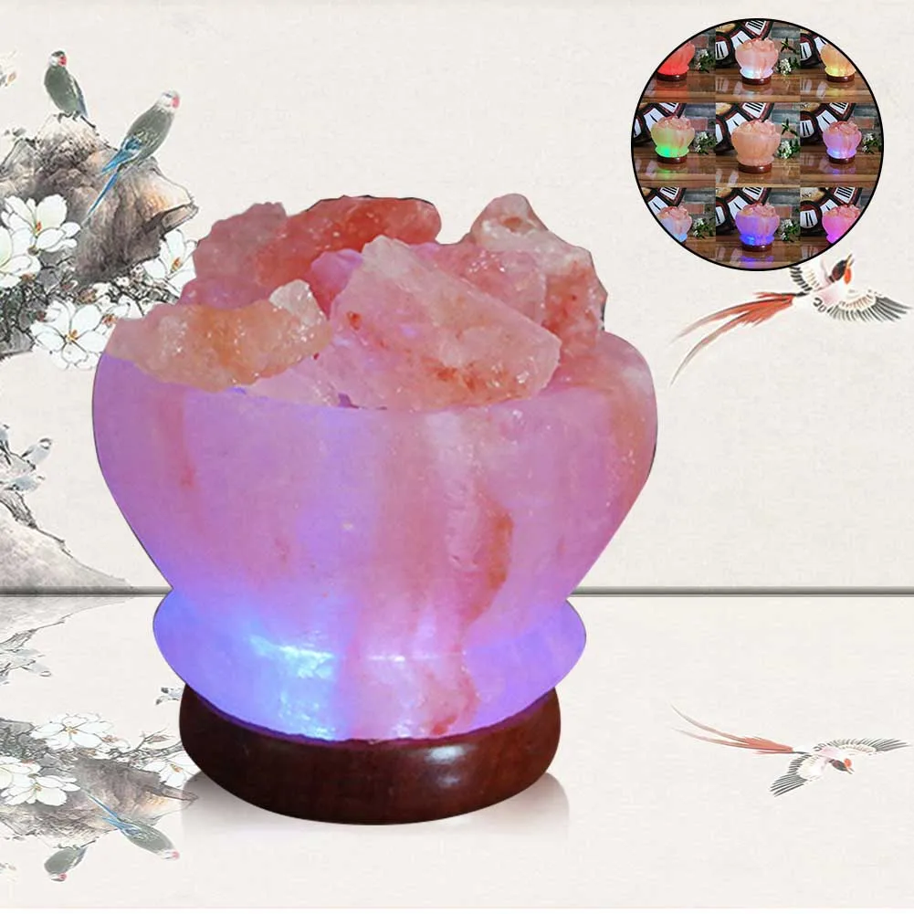 

Salt Lights Lava Himalayan Gift Bedroom LED Bulb Romantic Mood Colorful Night Crystal Decorative Fire Basket Rock