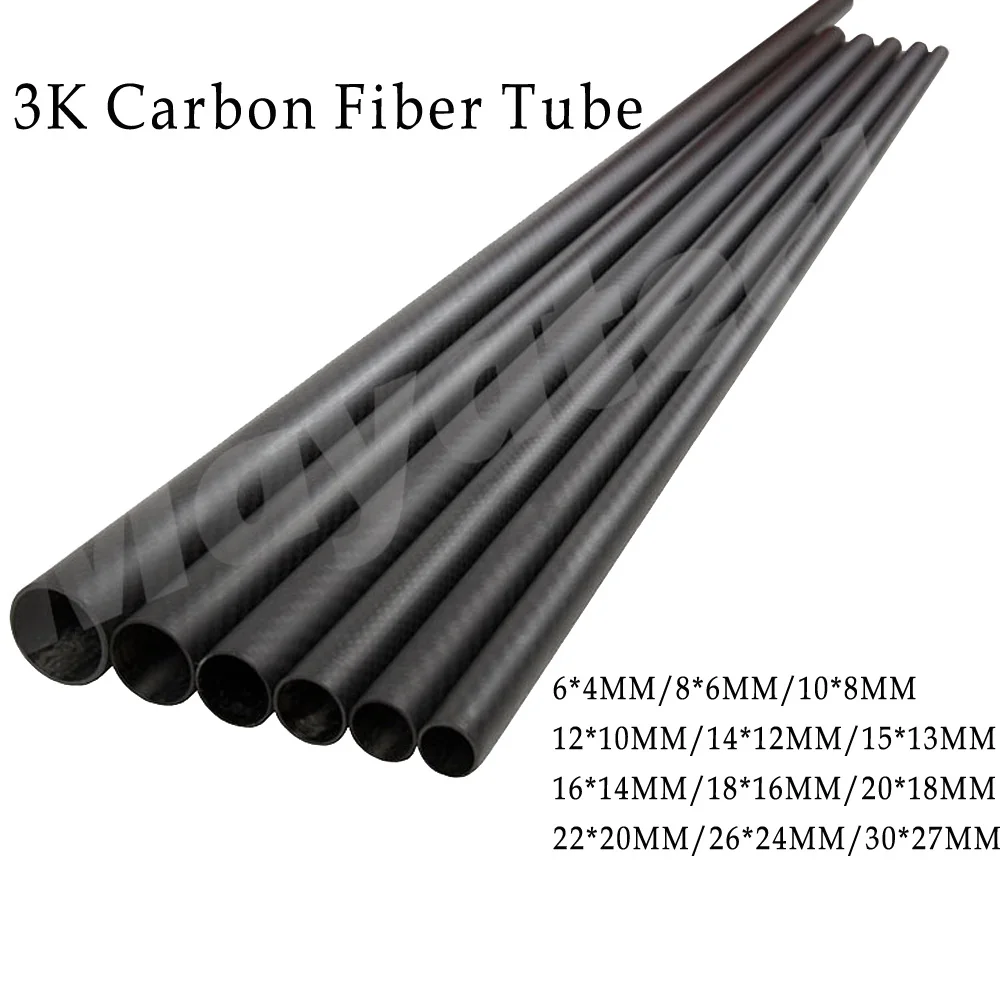 

8pcs/Lot 3K Carbon Fiber Tube 10mm 12mm 14mm 16mm 18mm 22mm 24mm 26mm 28mm 30mm For Quadcopter Multicopter Drone(0.5meter/pcs)