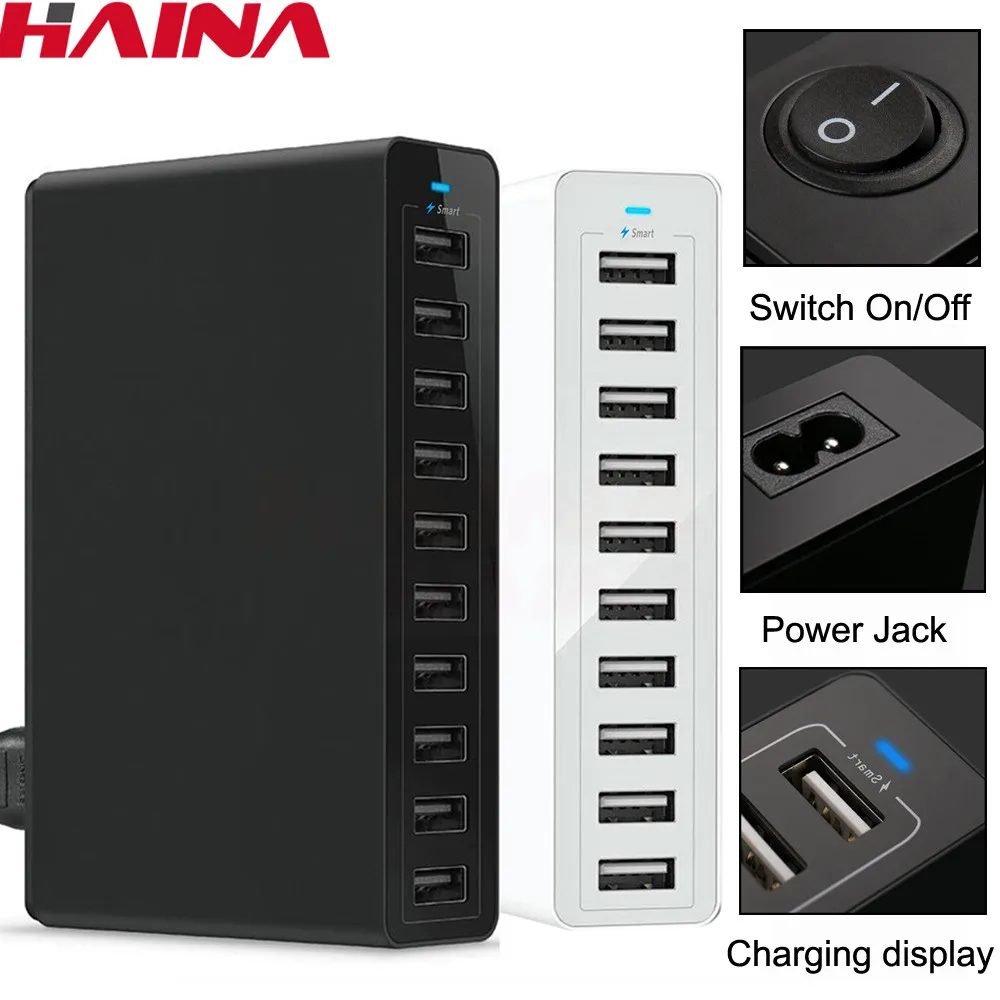 50w Multi Usb Charger Station Fast Charging 10 Ports Charger 5v10a Quick Multiple Port Charger