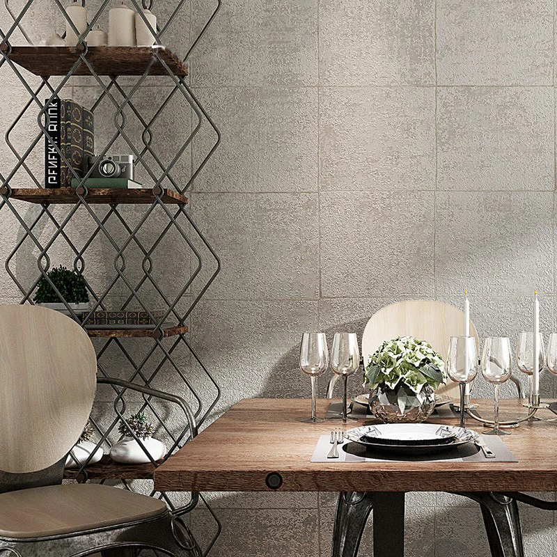 

Color Solid Cement Grey Wall Paper Non-woven Brick Pattern Lattice Wallpaper For Living Room Bedroom Tv Background Wall Covering