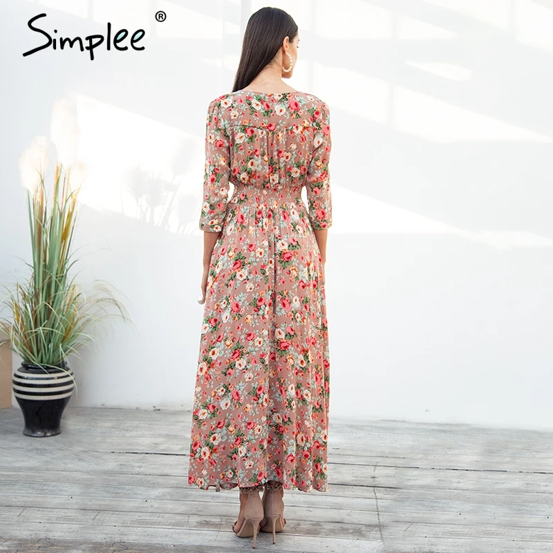 Simplee Boho шикарное летнее платье макси женское эластичное повседневное пляжное