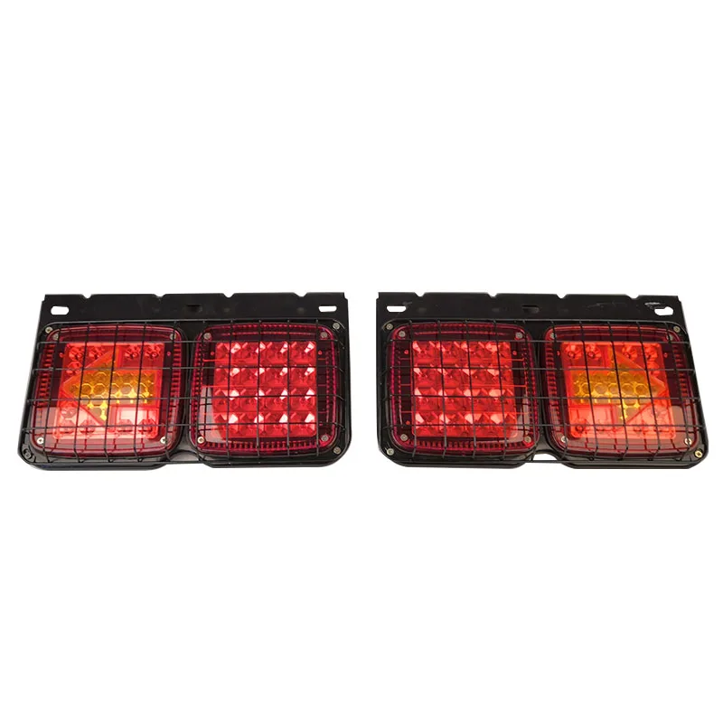 2Pcs 12V 24V Car Truck Trailer General Led Tail Light With Iron Mesh Emergency Light Rear Brake Light Turn Signal Light