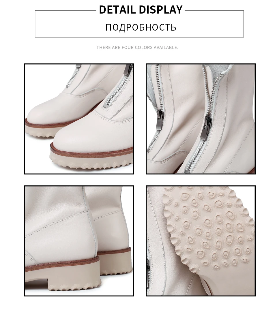 ENMAYER/ г. Женские зимние сапоги из натуральной кожи непромокаемые сапоги на молнии в западном стиле женские ботильоны на квадратном каблуке с круглым носком, размеры 34-42